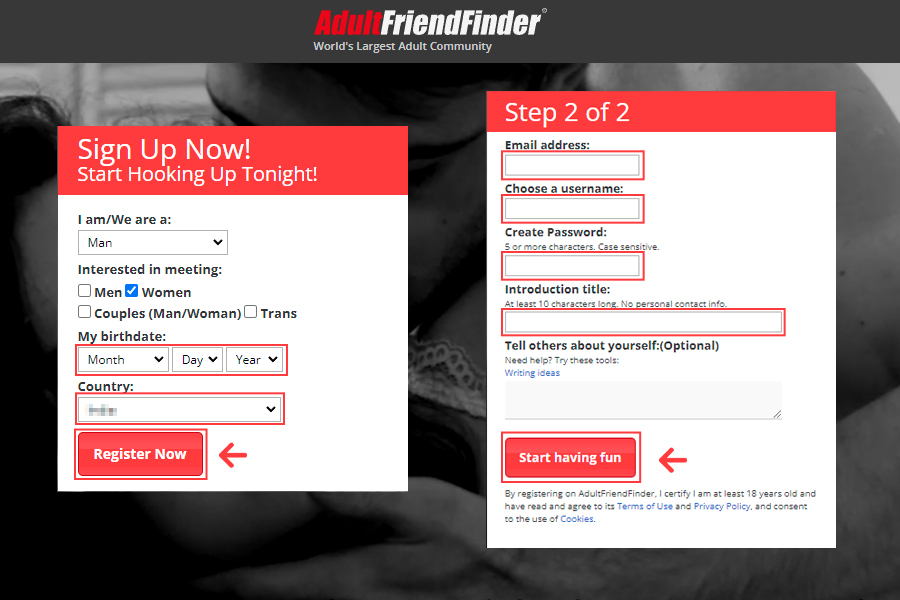 How to sign up into adultfriendfinder